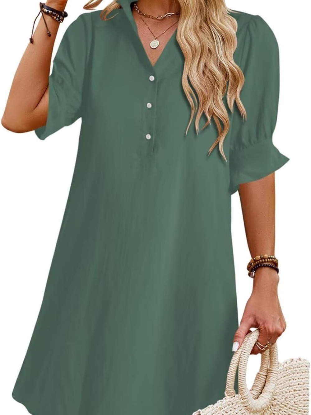 Source Unknown Sage Green Short-Sleeve Polo Dress Small. NWT Fits sizes 4-6